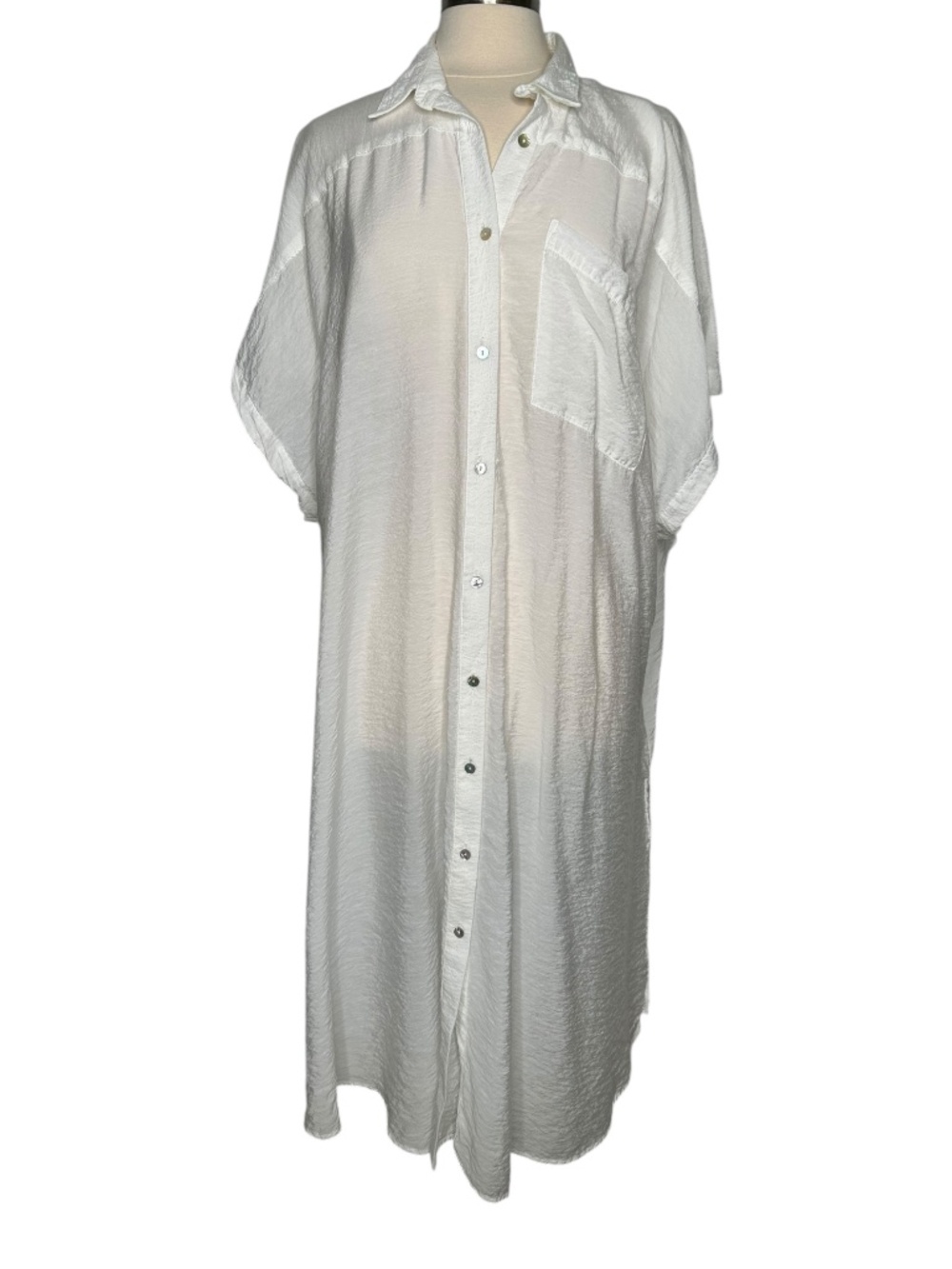 Free People Made In Philadelpia White Buttondown Sheer Dress Cover Up M/L